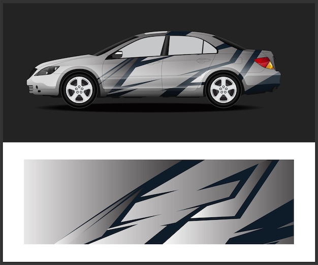 A car with a lightning bolt design on the side.