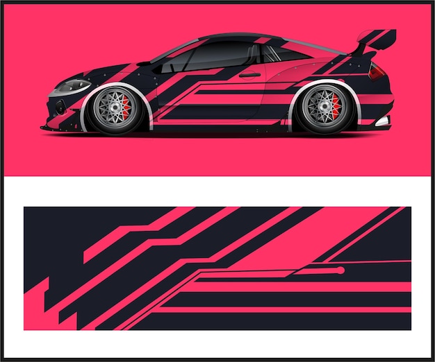 Vettore un'auto con un design rosa e nero che dice toyota supra.