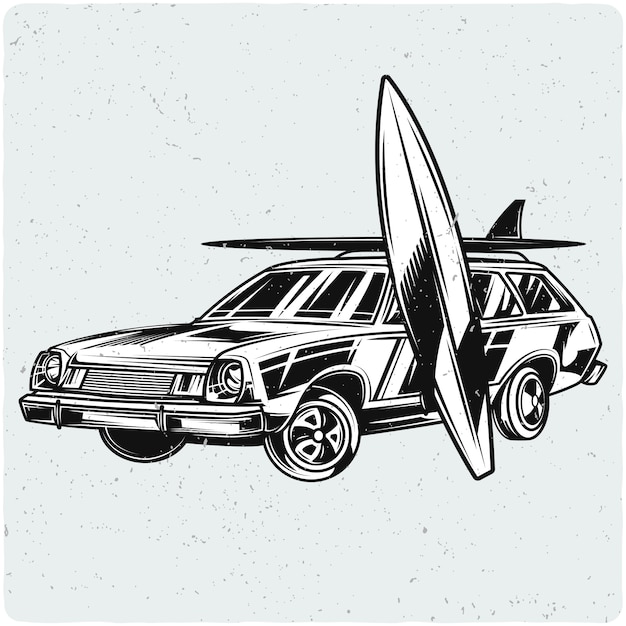 Vector car with surfing boards