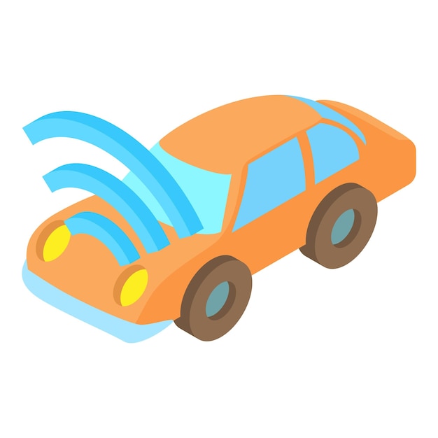 Vector car with wi fi icon in cartoon style isolated on white background technology symbol vector illustration