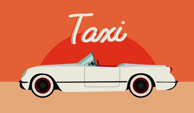 Car without a roof in retro style cadillac poster in retro shades