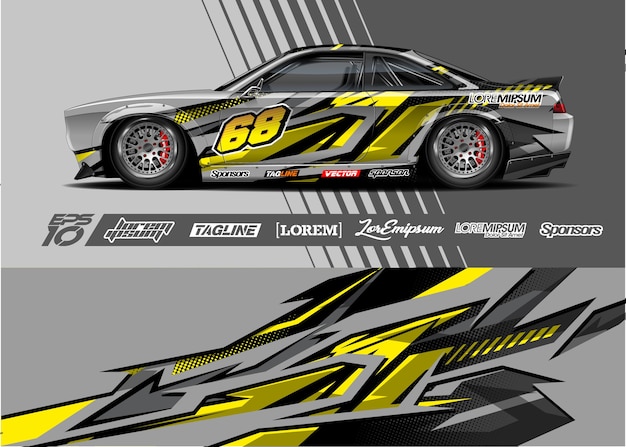 Car wrap decal . Abstract stripe racing