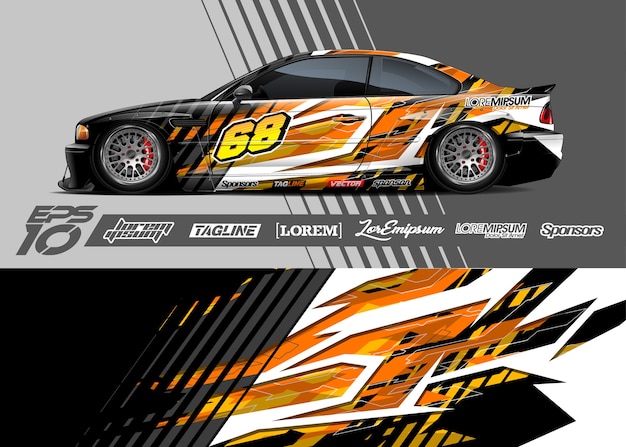 Car wrap decal . Abstract stripe racing