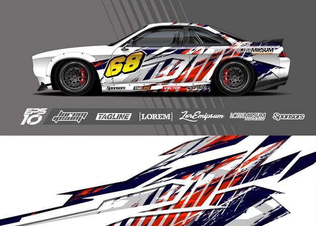 Car wrap decal . Abstract stripe racing