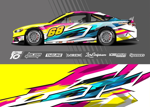 Car wrap decal . Abstract stripe racing