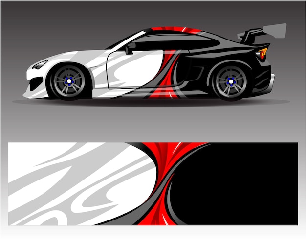 Car wrap decal design vector custom livery race rally car vehicle sticker and tinting