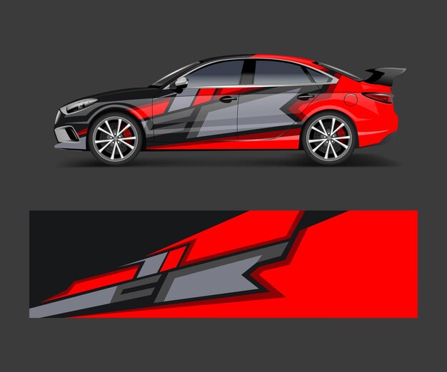 Car wrap decal design vector Graphic abstract racing designs for vehicle race adventure template design vector