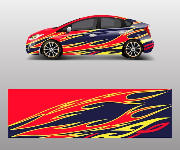 Vector car wrap decal design vector graphic abstract racing designs for vehicle rally race adventure template design vector