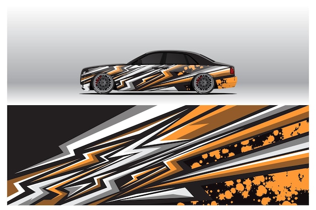 Car wrap decal designs Abstract racing and sport background for racing livery or daily car vinyl