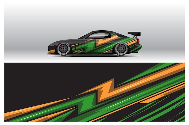 Car wrap decal designs. Abstract racing and sport background for racing livery or daily use car vinyl sticker. Decal vector eps ready print.