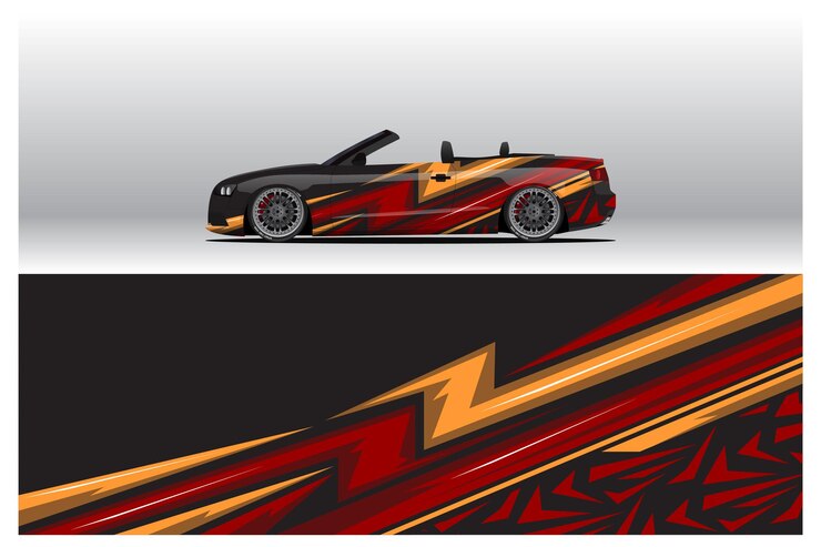 Car wrap decal designs. Abstract racing and sport background for racing livery or daily use car vinyl sticker. Decal vector eps ready print.