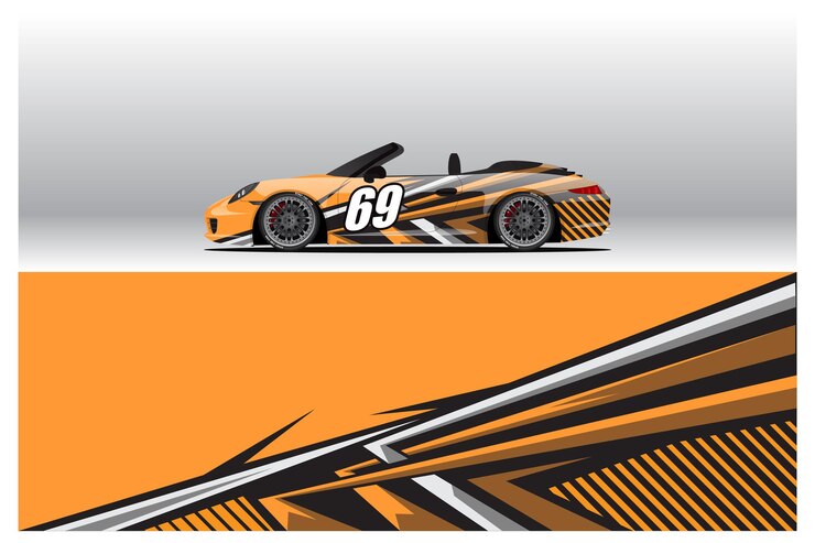 Car wrap decal designs. Abstract racing and sport background for racing livery or daily use car vinyl sticker. Decal vector eps ready print.