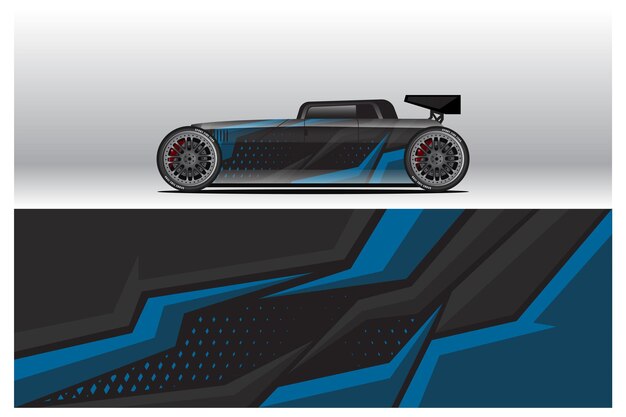 Vettore disegni di decalcomanie per avvolgere l'auto. sfondo astratto da corsa e sport per livrea da corsa o adesivo in vinile per auto per uso quotidiano. stampa pronta per decalcomanie vettoriali eps.