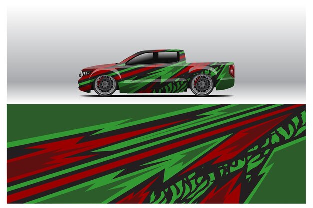 カーラップデカールデザイン。レースのカラーリングまたは日常使用の車のビニールステッカーの抽象的なレースとスポーツの背景。デカールベクトルepsレディプリント。