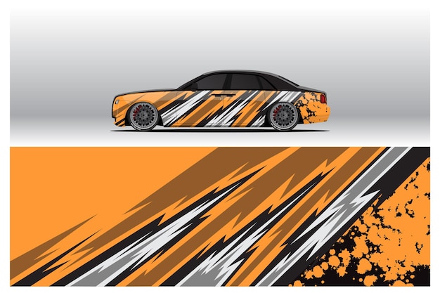 Car wrap decal designs. Abstract racing and sport background for racing livery or daily use car vinyl sticker. Decal vector eps ready print.