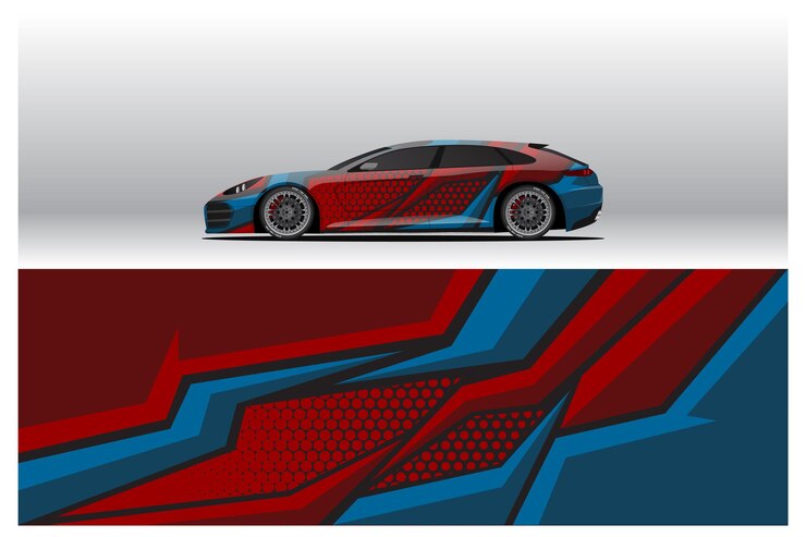 Car wrap decal designs. Abstract racing and sport background for racing livery or daily use car vinyl sticker. Decal vector eps ready print.