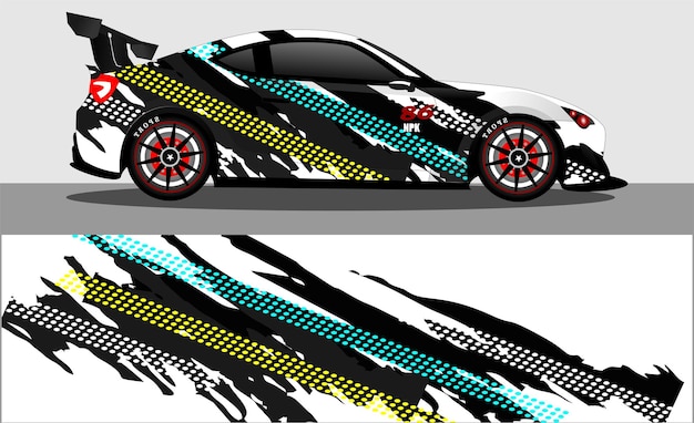 Vettore disegni di decalcomanie per avvolgere l'auto vettore premium