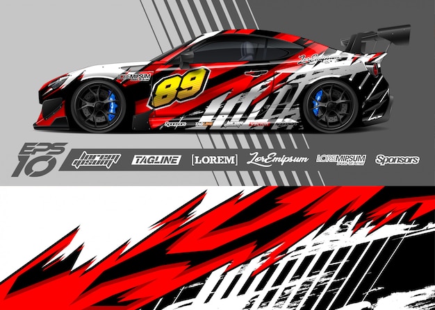 Car wrap decal graphic design. Abstract stripe racing .