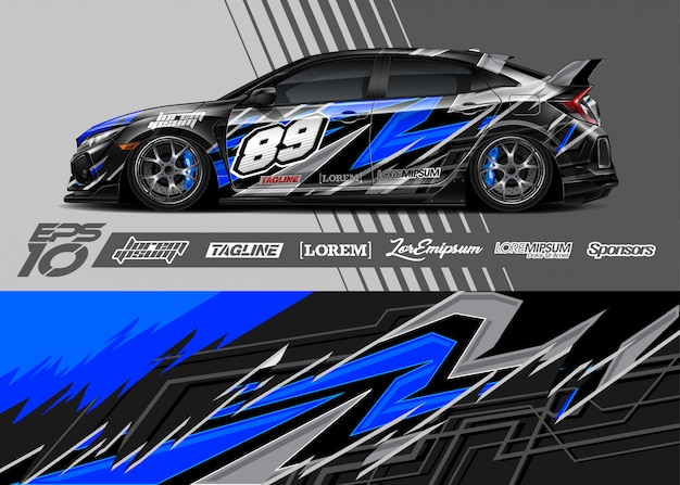 Car wrap decal graphic design. Abstract stripe racing .