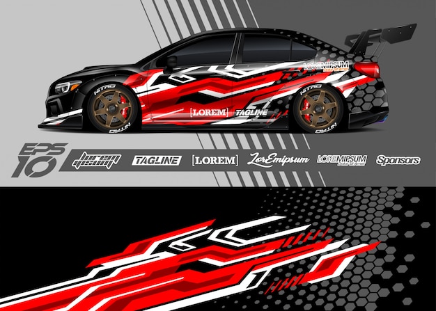 Car wrap decal graphic design. Abstract stripe racing .