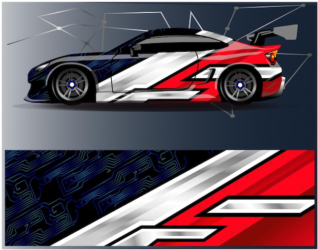 カーラップデカールグラフィックス抽象的なストライプグランジレーシングとレーシングカラーリングのスポーツ背景