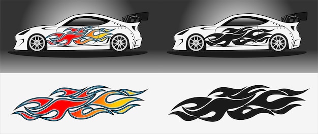 car wrap decal stripe racing flame design abstract isolated on white background sport car speed