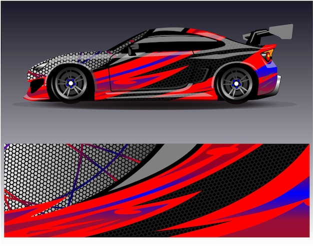 Car wrap design concept. abstract racing background for wrapping vehicles race cars cargo van pickup