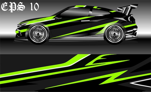 Car wrap design. Livery design for racing car. sedan, hatchback. vector format.