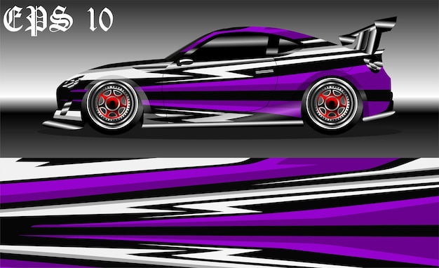 Car wrap design. Livery design for racing car. sedan, hatchback. vector format.