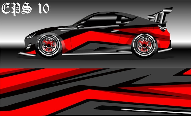 Car wrap design. Livery design for racing car. sedan, hatchback. vector format.