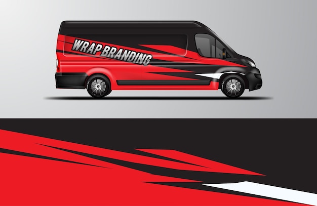 Car wrap design vettoriale, auto aziendale, van wrap