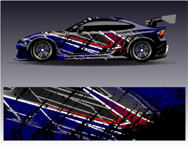 ベクトル ラップ車両用のカーラップデザインベクトルグラフィック抽象ストライプレーシング背景キットデザイン