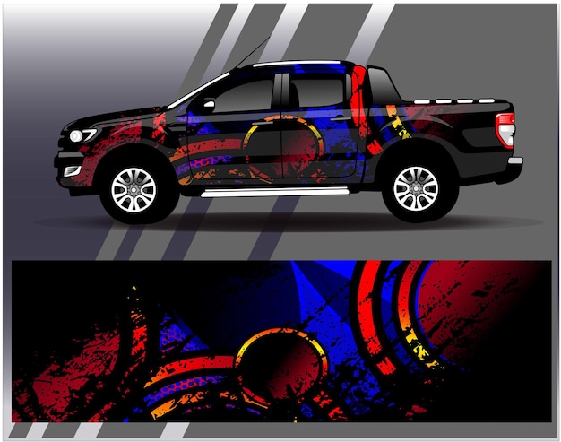 Vettore vettore di progettazione dell'involucro dell'auto disegni di kit di sfondo da corsa a strisce astratte grafiche per la gara di veicoli avvolgenti