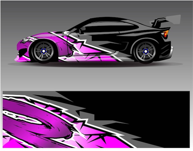 Car wrap design vector. graphic abstract stripe racing background kit designs for wrap vehicle