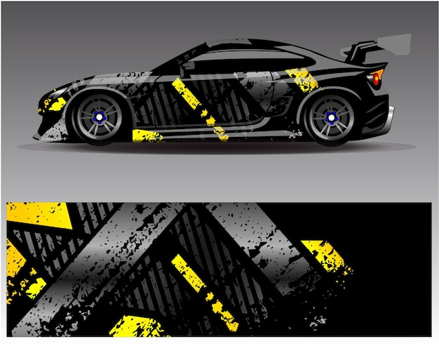 Vettore di disegno dell'involucro dell'auto. disegni del kit di sfondo da corsa con strisce astratte grafiche per veicolo avvolgente