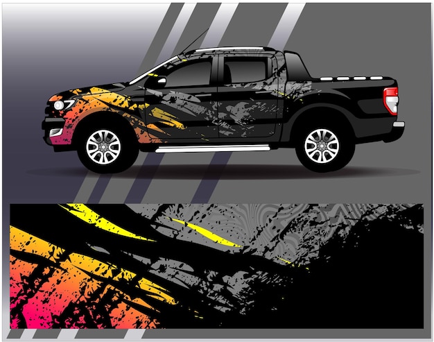 Car wrap design vector. Graphic abstract stripe racing background kit designs for wrap  vehicle