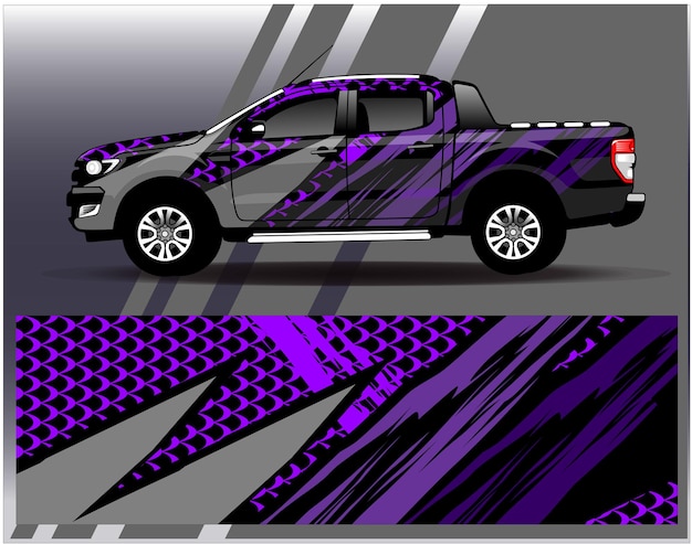 Car wrap design vector. Graphic abstract stripe racing background kit designs for wrap vehicle