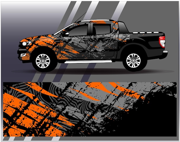 Car wrap design vector. Graphic abstract stripe racing background kit designs for wrap  vehicle