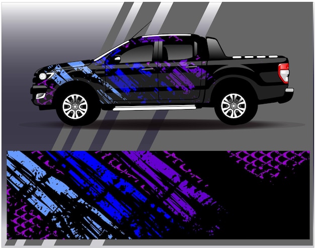 Car wrap design vector. Graphic abstract stripe racing background kit designs for wrap vehicle