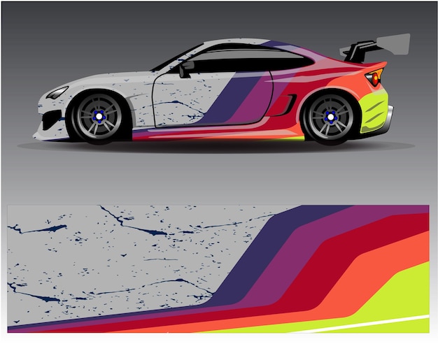 Vettore di disegno dell'involucro dell'auto. disegni del kit di sfondo da corsa con strisce astratte grafiche per veicolo avvolgente