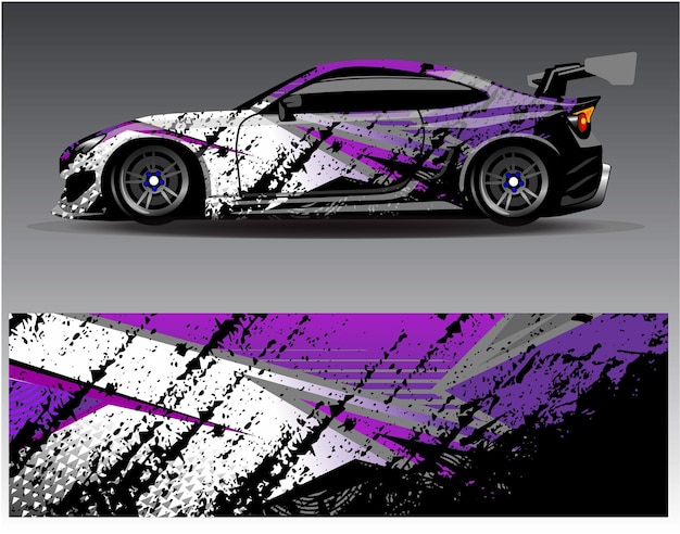Car wrap design vector. graphic abstract stripe racing background kit designs for wrap vehicle