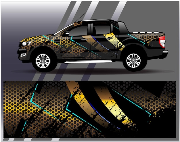 Vettore vettore di disegno dell'involucro dell'auto. disegni del kit di sfondo da corsa con strisce astratte grafiche per veicolo avvolgente