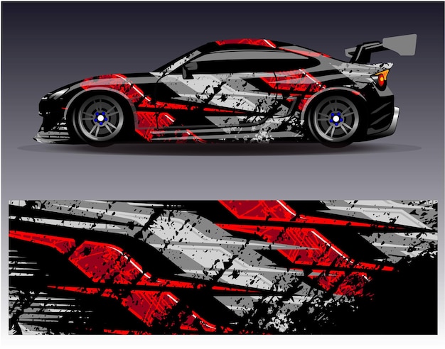 Car wrap design vector. graphic abstract stripe racing background kit designs for wrap vehicle