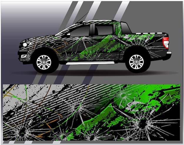 Car wrap design vector. Graphic abstract stripe racing background kit designs for wrap vehicle