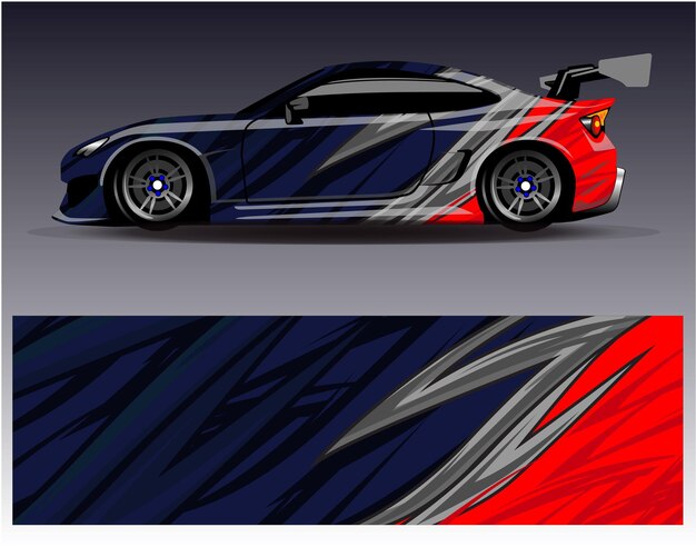 Car wrap design vector graphic abstract stripe racing background kit designs for wrap vehicle