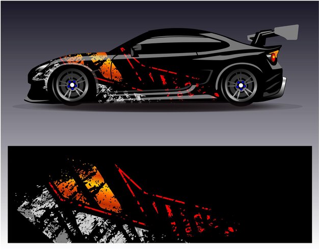 Car wrap design vector graphic abstract stripe racing background kit designs for wrap vehicle