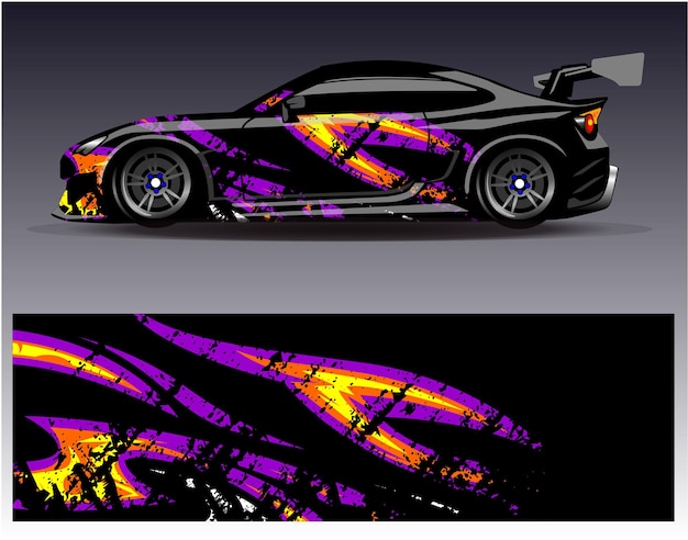 Car wrap design vector graphic abstract stripe racing background kit designs for wrap vehicle