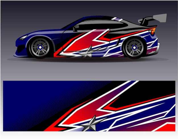 Car wrap design vector Graphic abstract stripe racing background kit designs for wrap vehicle