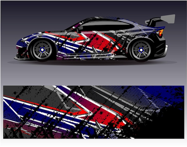 Car wrap design vector Graphic abstract stripe racing background kit designs for wrap vehicle