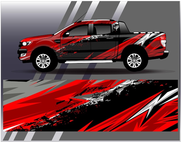 Car wrap design vector Graphic abstract stripe racing background kit designs for wrap vehicle
